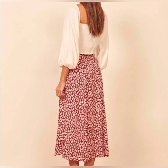 Reformation Red Floral Zoe Skirt - Picture 2 of 10
